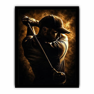 Moody golfer canvas art for office, mancave, or sports room decor.