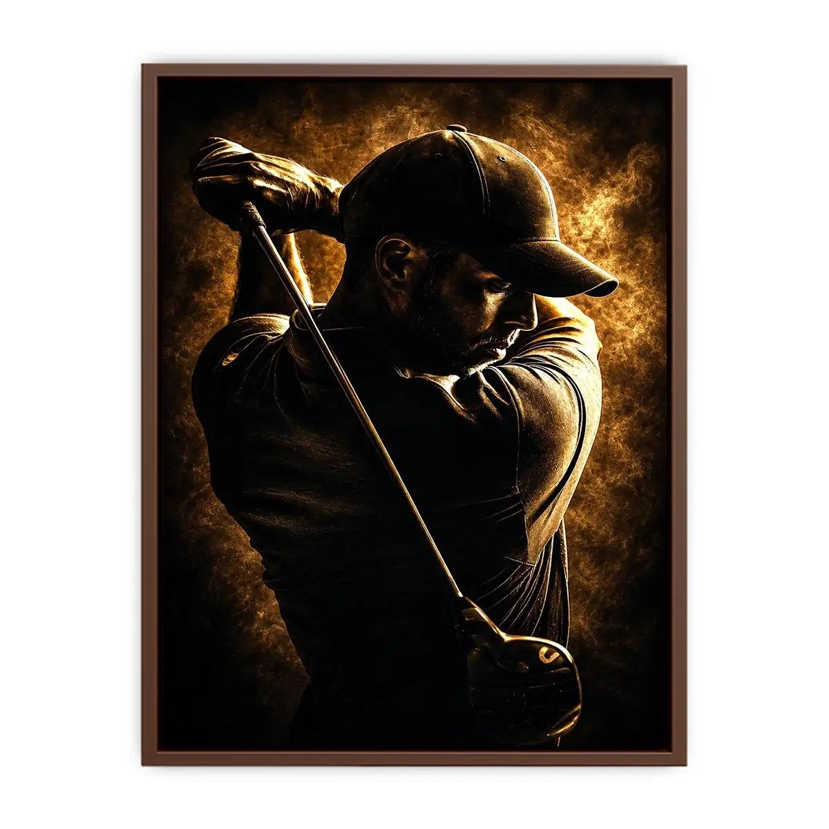 Moody golfer canvas art for office, mancave, or sports room decor.
