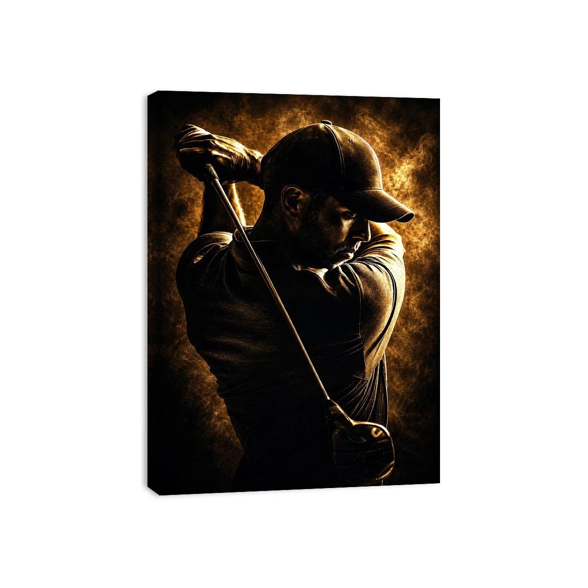 Moody golfer canvas art for office, mancave, or sports room decor.