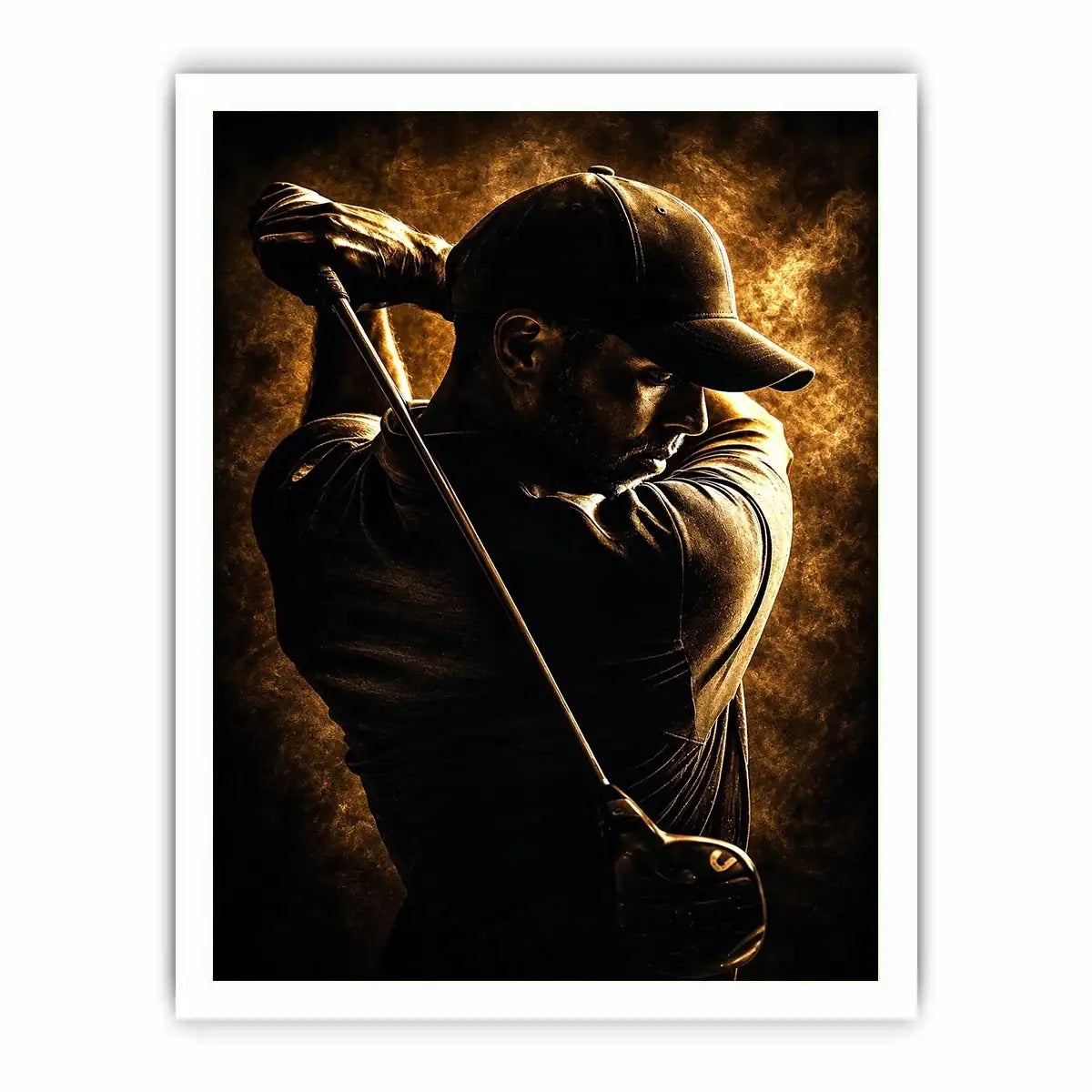Moody golfer canvas art for office, mancave, or sports room decor.