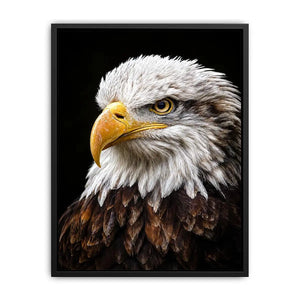 Bald eagle portrait canvas art for office or classic living room decor.