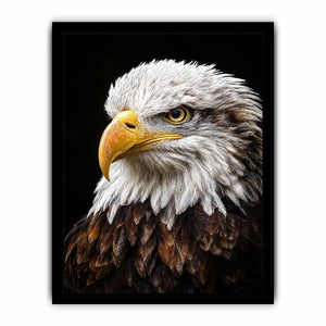 Bald eagle portrait canvas art for office or classic living room decor.