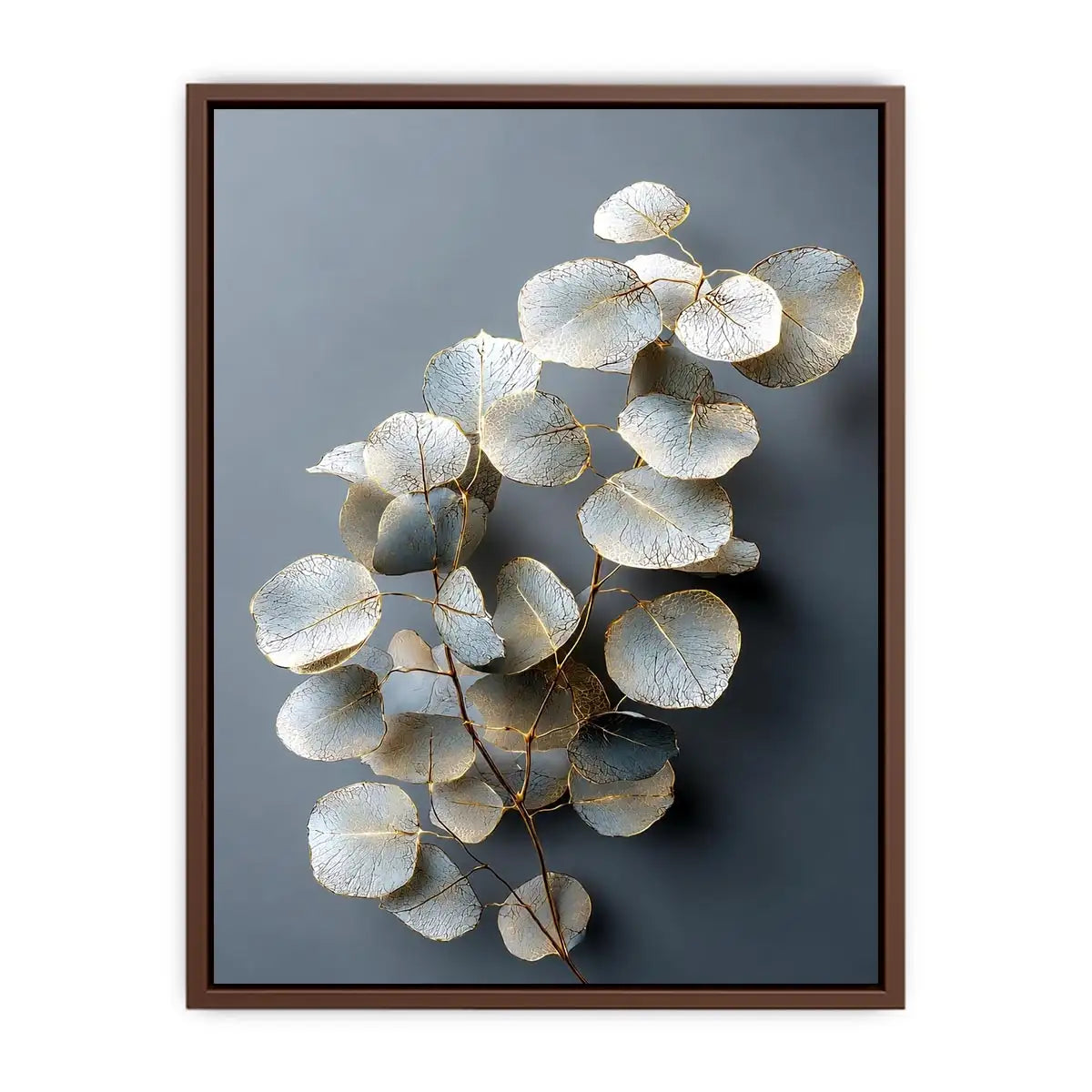White botanical leaf canvas art for serene modern living room decor.