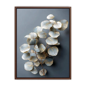 White botanical leaf canvas art for serene modern living room decor.