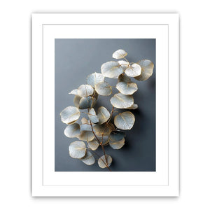 White botanical leaf canvas art for serene modern living room decor.