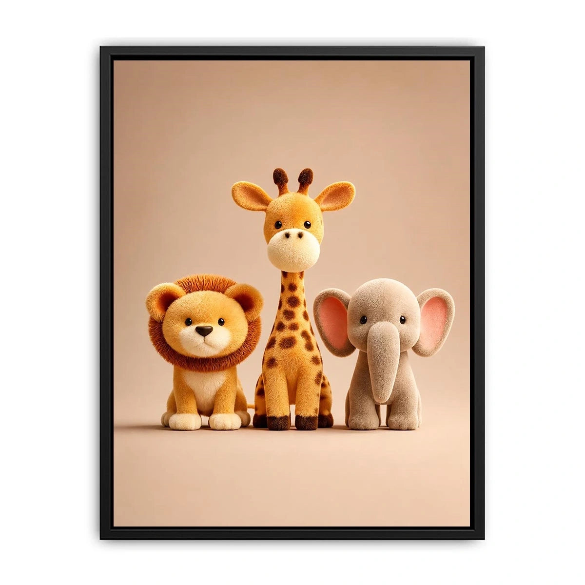 Cute safari animal canvas print for nursery and kids bedroom decor.