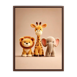 Cute safari animal canvas print for nursery and kids bedroom decor.