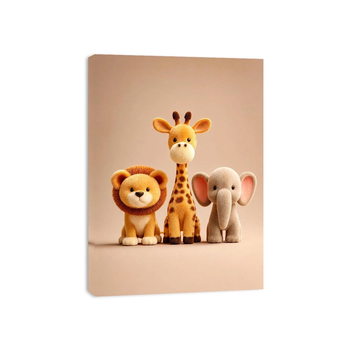 Cute safari animal canvas print for nursery and kids bedroom decor.