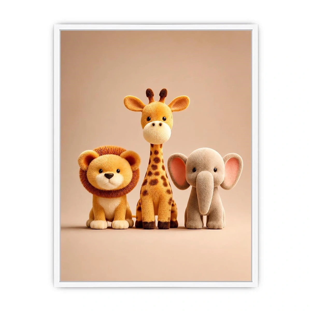 Cute safari animal canvas print for nursery and kids bedroom decor.