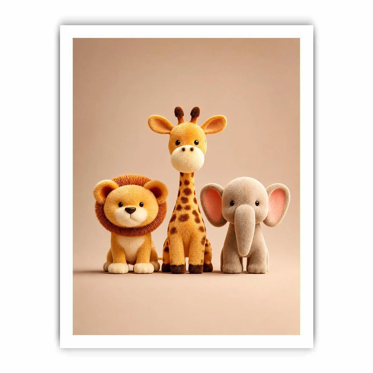 Cute safari animal canvas print for nursery and kids bedroom decor.
