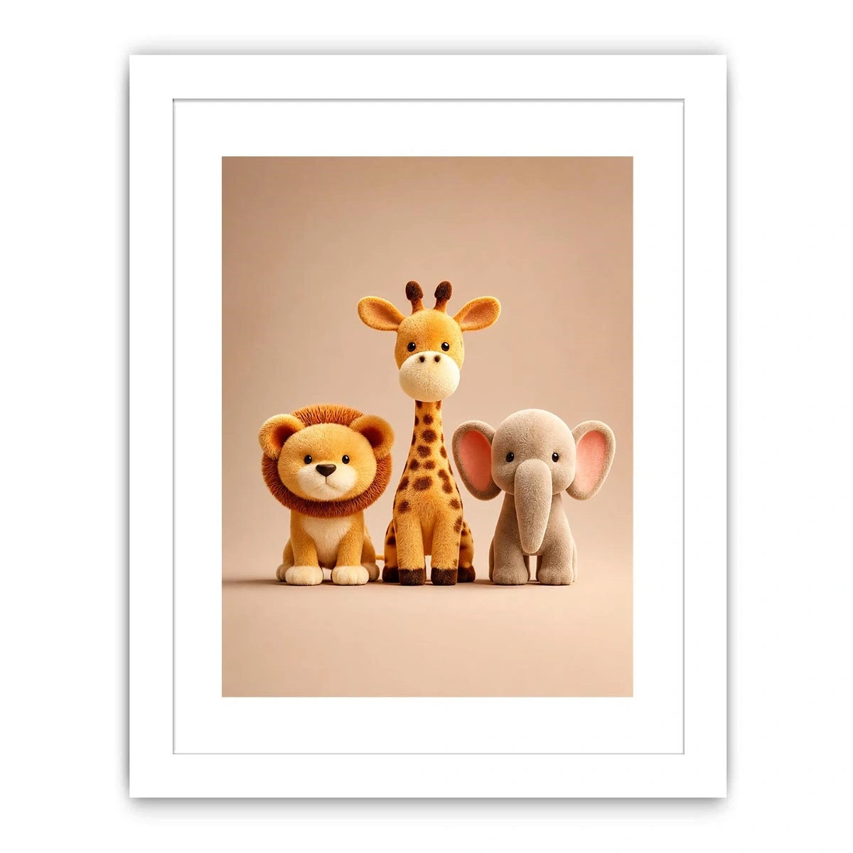 Cute safari animal canvas print for nursery and kids bedroom decor.
