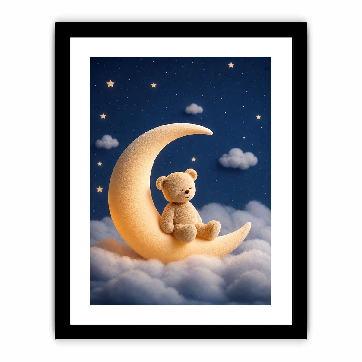 Teddy bear moon canvas print for dreamy nursery and kids room decor.