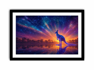 Cosmic kangaroo canvas print for colorful modern living room decor.