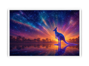 Cosmic kangaroo canvas print for colorful modern living room decor.