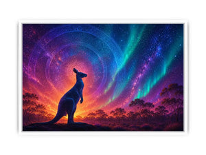 Aurora kangaroo canvas art for dreamy boho bedroom wall decor.
