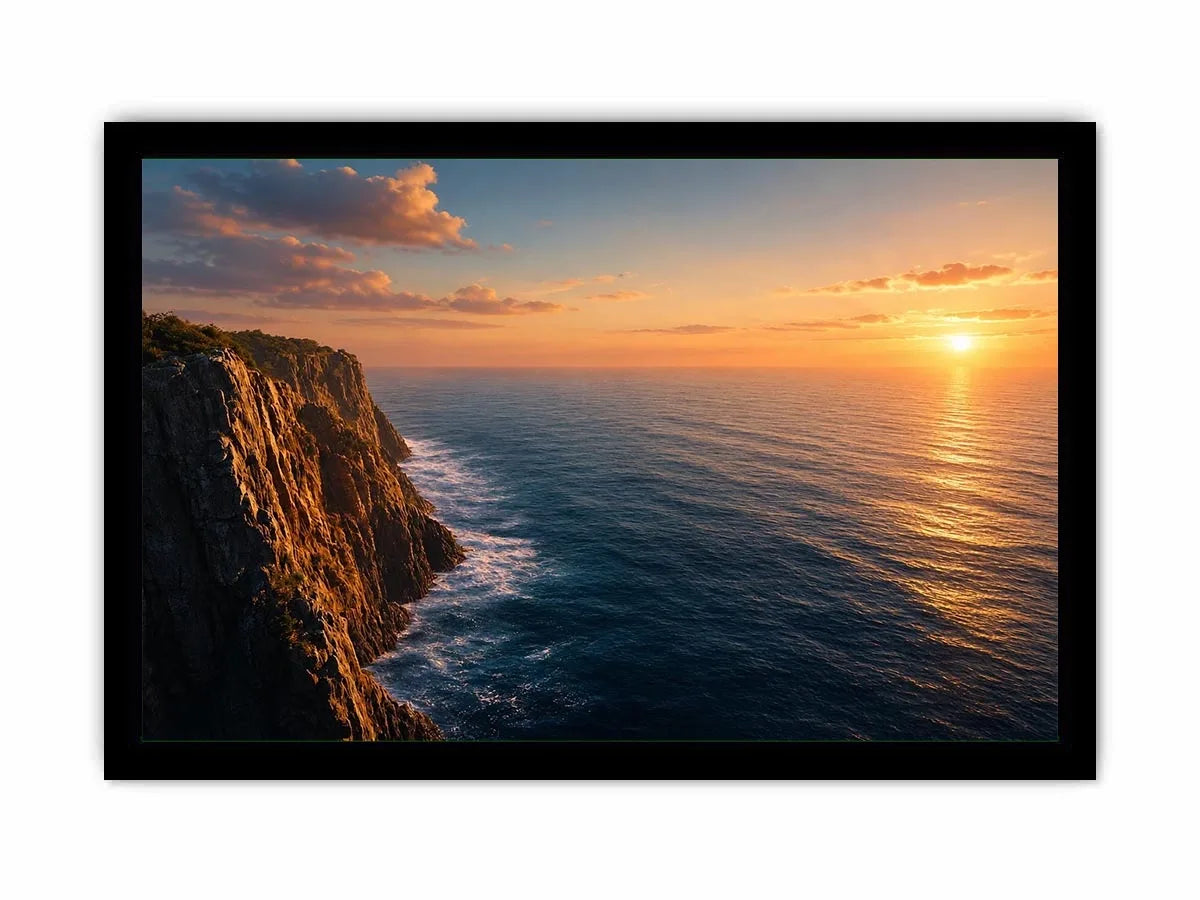 Coastal cliff ocean photography canvas art for modern living room decor.