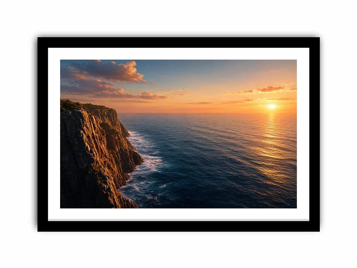 Coastal cliff ocean photography canvas art for modern living room decor.