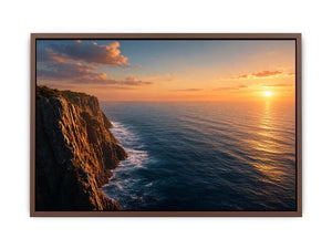 Coastal cliff ocean photography canvas art for modern living room decor.