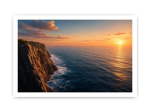 Coastal cliff ocean photography canvas art for modern living room decor.