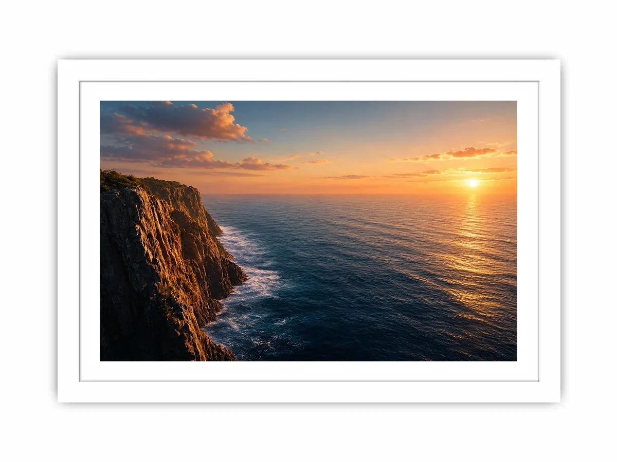 Coastal cliff ocean photography canvas art for modern living room decor.