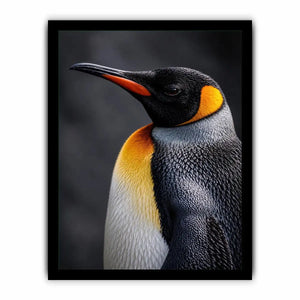 King penguin portrait canvas print for clean modern bedroom decor.