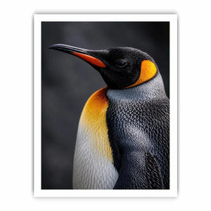 King penguin portrait canvas print for clean modern bedroom decor.
