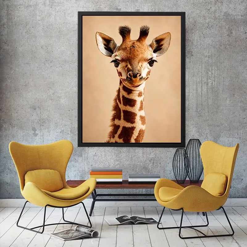 Cute giraffe animal canvas art for nursery and modern kids room decor.
