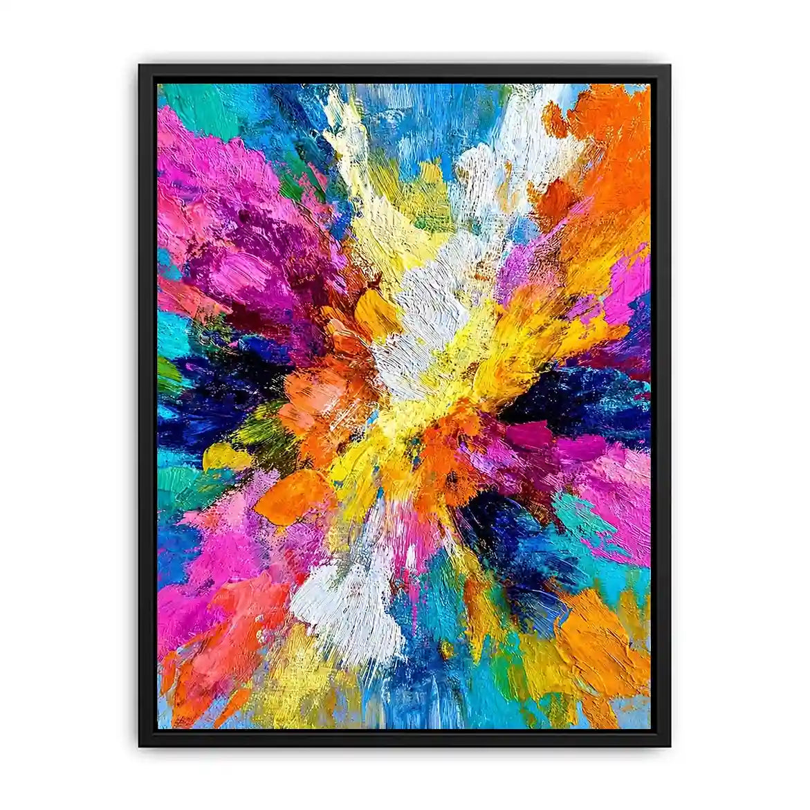 Colorful abstract canvas art with bold brushstrokes for modern living room decor.