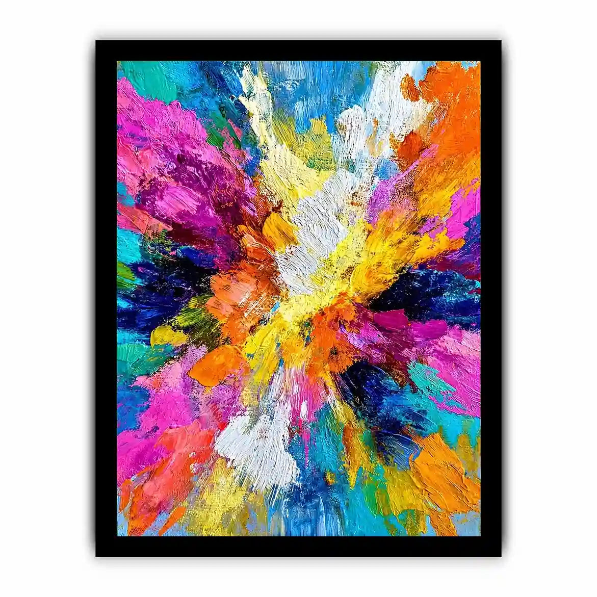 Colorful abstract canvas art with bold brushstrokes for modern living room decor.