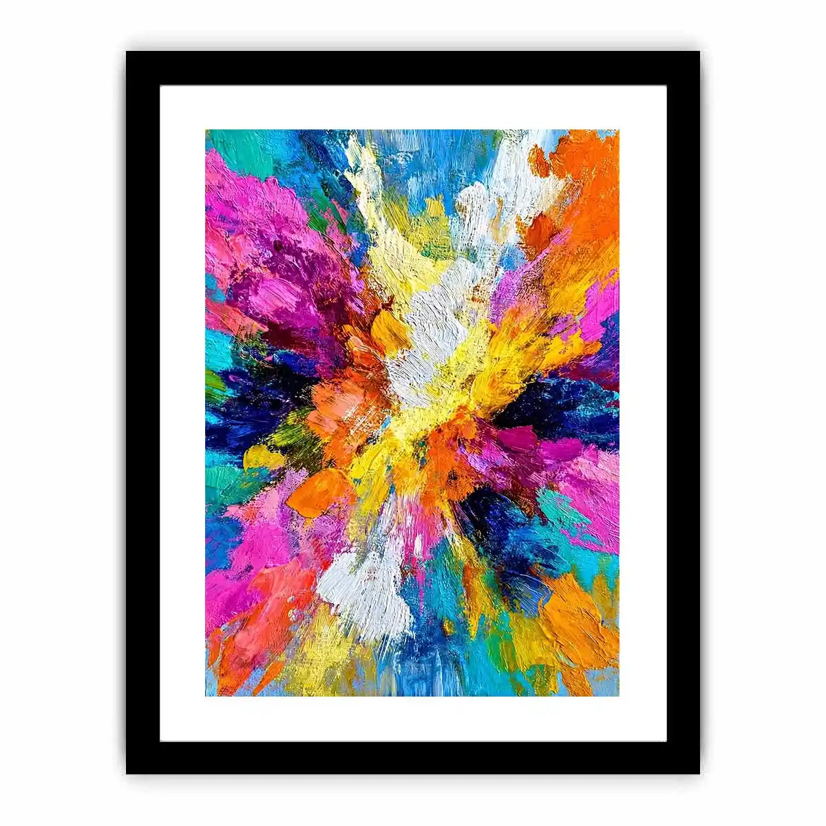 Colorful abstract canvas art with bold brushstrokes for modern living room decor.