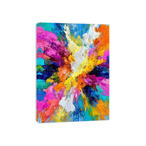Colorful abstract canvas art with bold brushstrokes for modern living room decor.