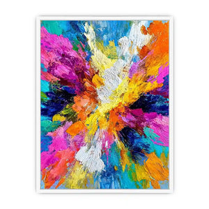 Colorful abstract canvas art with bold brushstrokes for modern living room decor.