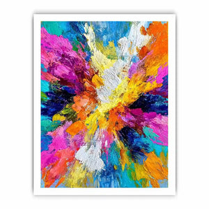 Colorful abstract canvas art with bold brushstrokes for modern living room decor.