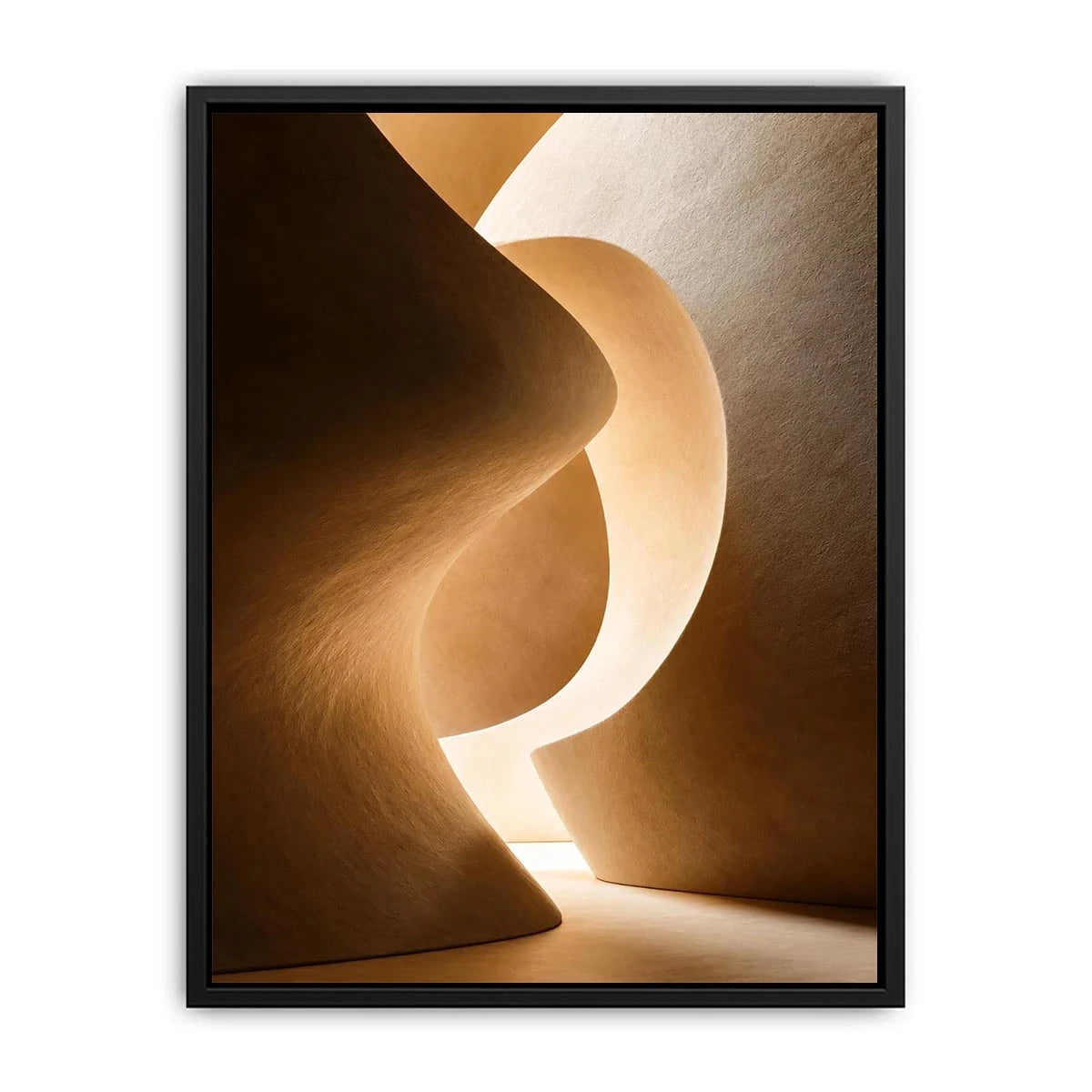Neutral architectural abstract canvas art with warm curves for minimalist interiors.