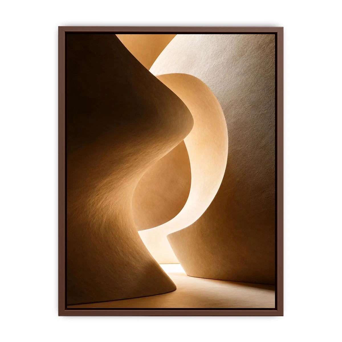 Neutral architectural abstract canvas art with warm curves for minimalist interiors.