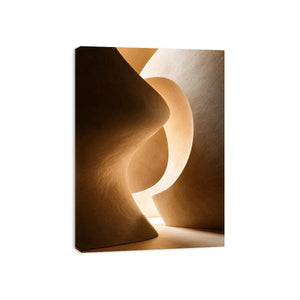 Neutral architectural abstract canvas art with warm curves for minimalist interiors.