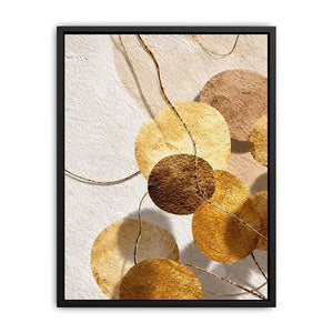Gold neutral geometric abstract canvas art for luxury bedroom and living room decor.
