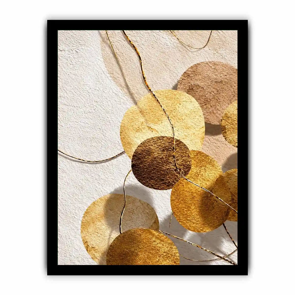 Gold neutral geometric abstract canvas art for luxury bedroom and living room decor.