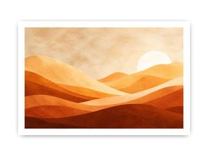 Minimalist desert dunes canvas print with warm terracotta beige rolling sand hills soft sun and textured neutral landscape design