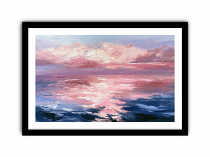 Abstract pink ocean sunset canvas art for serene bedroom and living room decor.