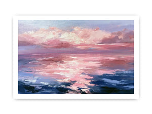 Abstract pink ocean sunset canvas art for serene bedroom and living room decor.