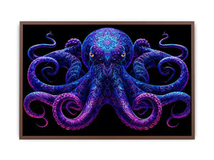 Glowing blue octopus   canvas art for bold modern living room decor.