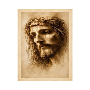 Sepia Jesus portrait canvas art for peaceful spiritual home decor.