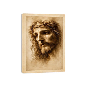 Sepia Jesus portrait canvas art for peaceful spiritual home decor.