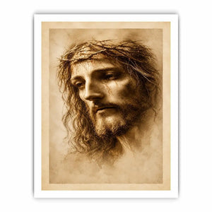 Sepia Jesus portrait canvas art for peaceful spiritual home decor.