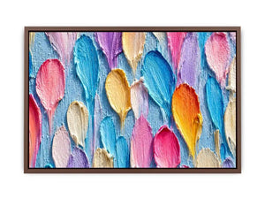 Colorful impasto petal canvas print for bright modern room decor.