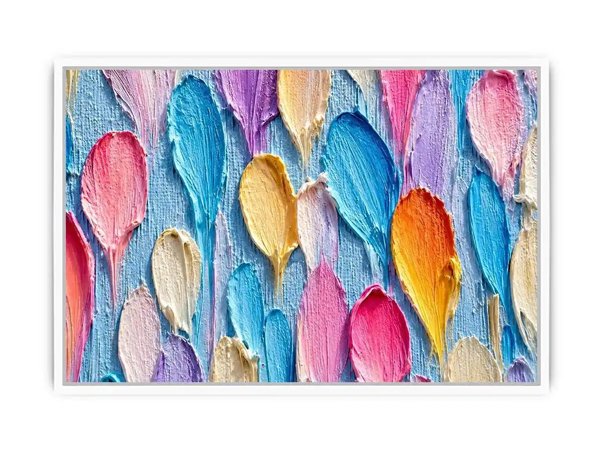 Colorful impasto petal canvas print for bright modern room decor.