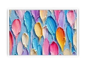 Colorful impasto petal canvas print for bright modern room decor.