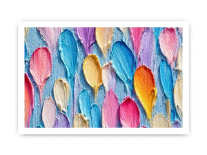 Colorful impasto petal canvas print for bright modern room decor.