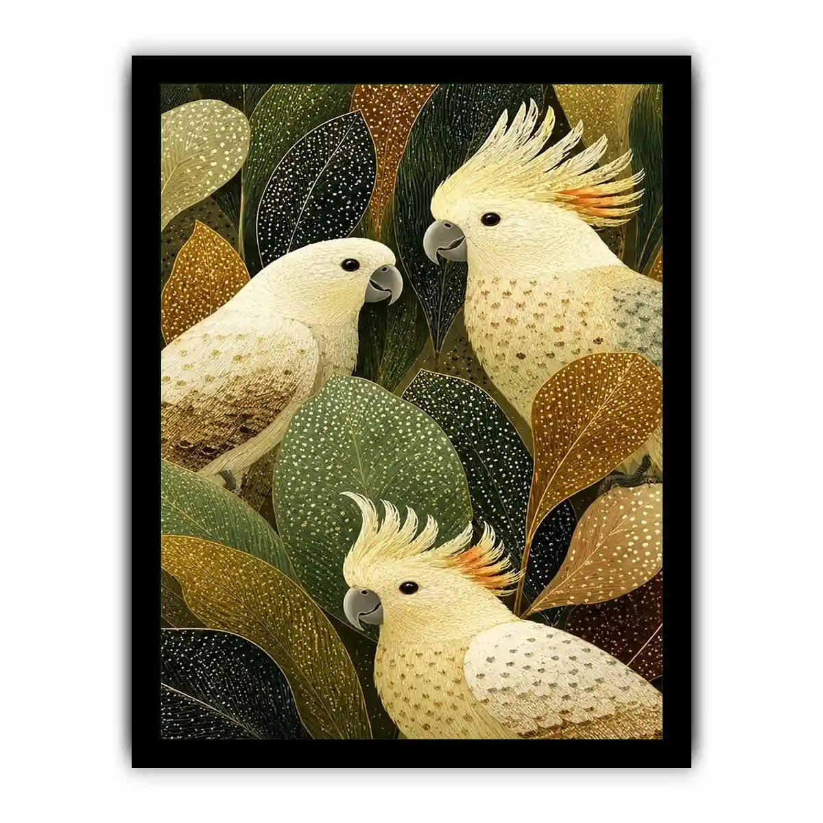 Cockatoo botanical canvas wall art for modern living room decor.